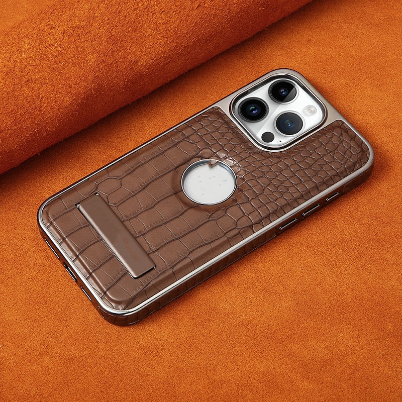 Étui de téléphone magnétique avec support motif crocodile
