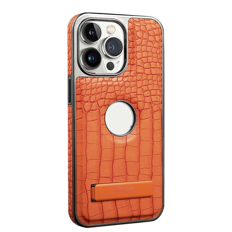 Étui de téléphone magnétique avec support motif crocodile