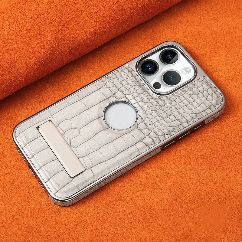 Étui de téléphone magnétique avec support motif crocodile