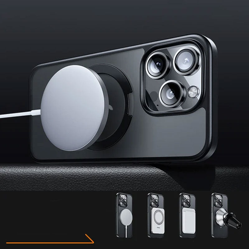 Coque de téléphone magnétique en silicone avec support pour iPhone