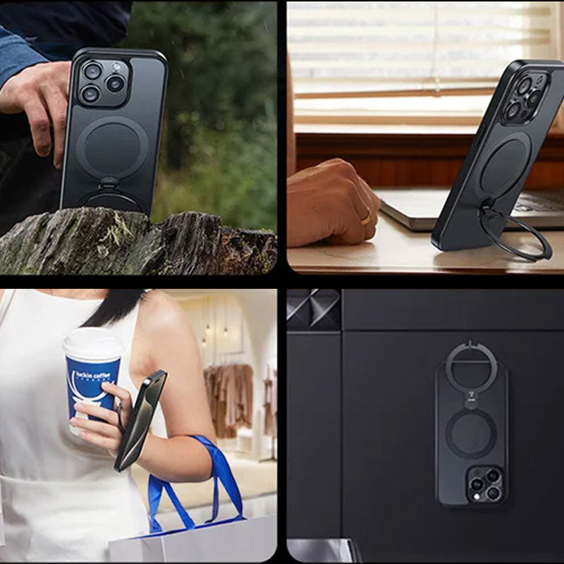Coque de téléphone magnétique en silicone avec support pour iPhone