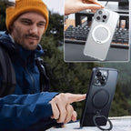 Coque de téléphone magnétique en silicone avec support pour iPhone