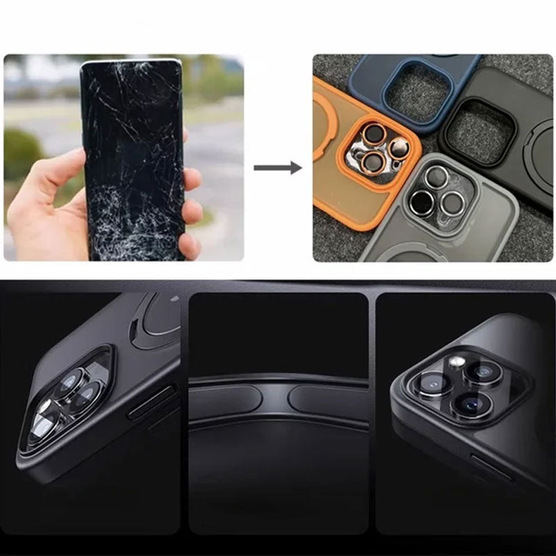 Coque de téléphone magnétique en silicone avec support pour iPhone