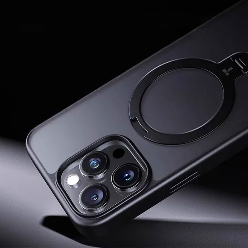 Coque de téléphone magnétique en silicone avec support pour iPhone