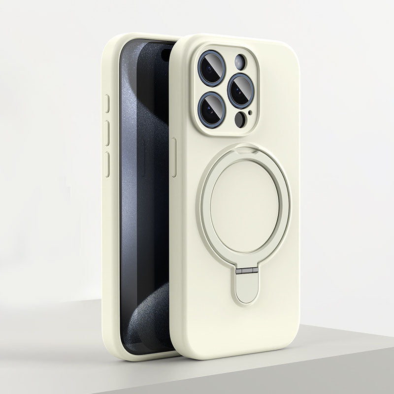 Coque de téléphone magnétique en silicone avec support pour iPhone