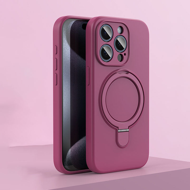 Coque de téléphone magnétique en silicone avec support pour iPhone