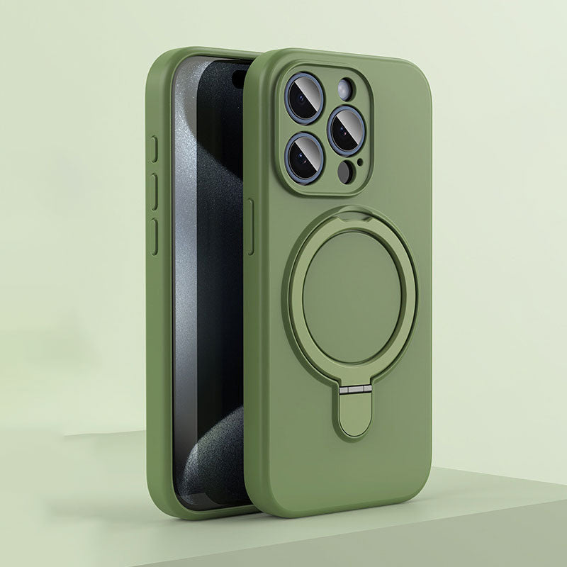 Coque de téléphone magnétique en silicone avec support pour iPhone