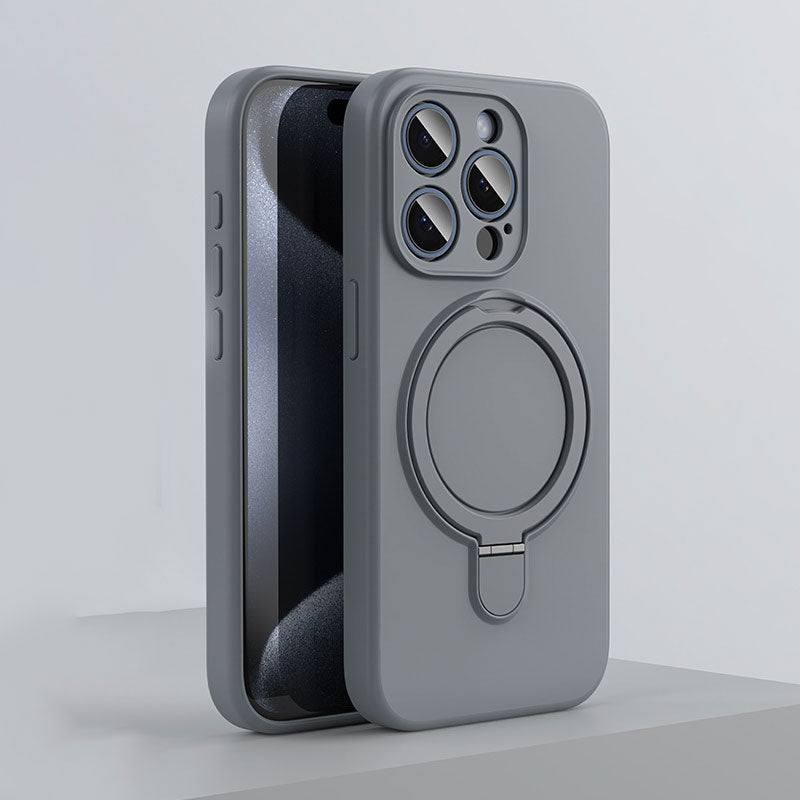 Coque de téléphone magnétique en silicone avec support pour iPhone