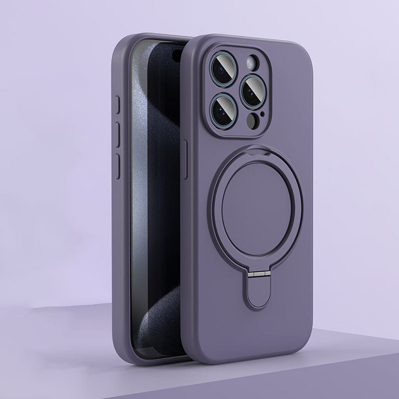 Coque de téléphone magnétique en silicone avec support pour iPhone