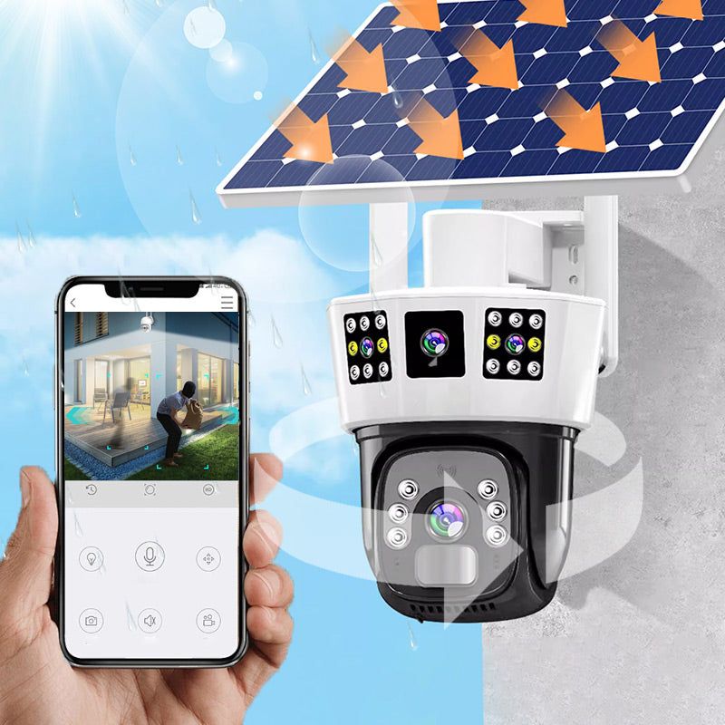 2025🔥Caméra de surveillance solaire intelligente à 360° avec triple écran de surveillance✨