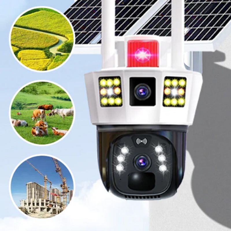 2025🔥Caméra de surveillance solaire intelligente à 360° avec triple écran de surveillance✨
