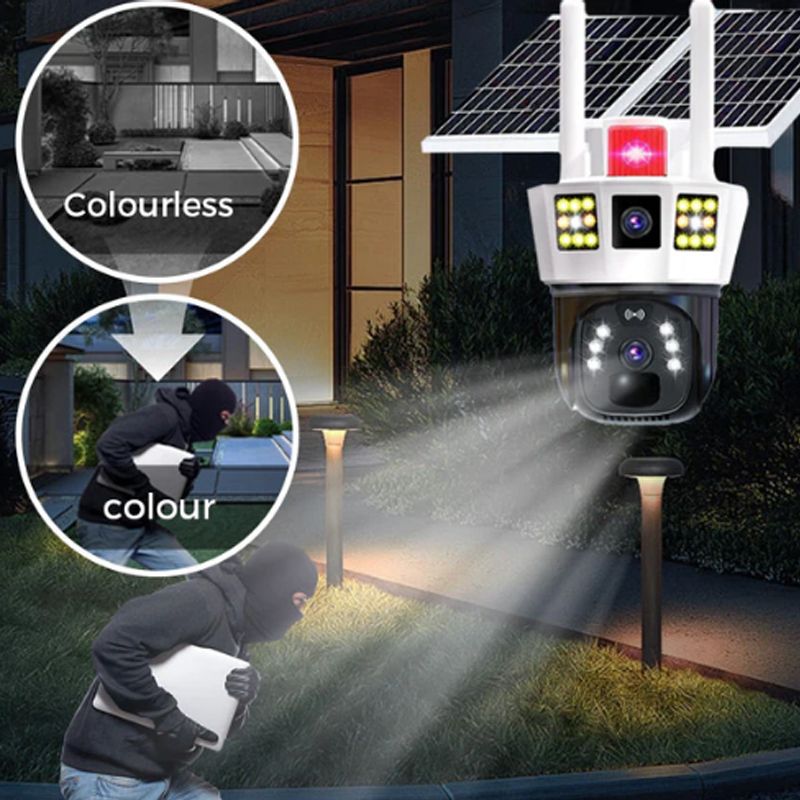 2025🔥Caméra de surveillance solaire intelligente à 360° avec triple écran de surveillance✨