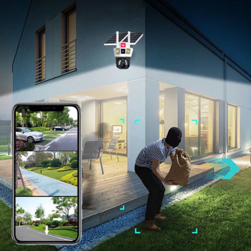 2025🔥Caméra de surveillance solaire intelligente à 360° avec triple écran de surveillance✨