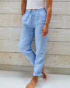📢📢50% DE RÉDUCTION !!!⏰Pantalon ample en coton et lin pour femme avec taille élastique