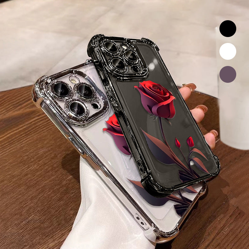 Étui Antichute Rose Rouge pour iPhone Séries 13-16
