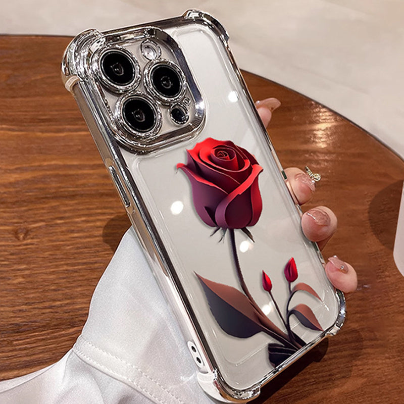 Étui Antichute Rose Rouge pour iPhone Séries 13-16