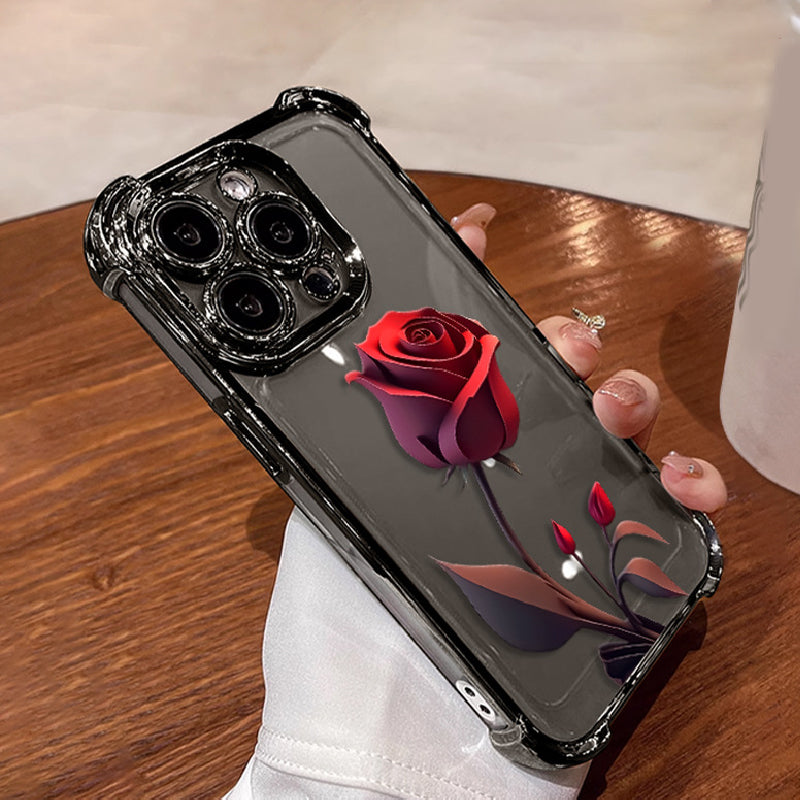 Étui Antichute Rose Rouge pour iPhone Séries 13-16