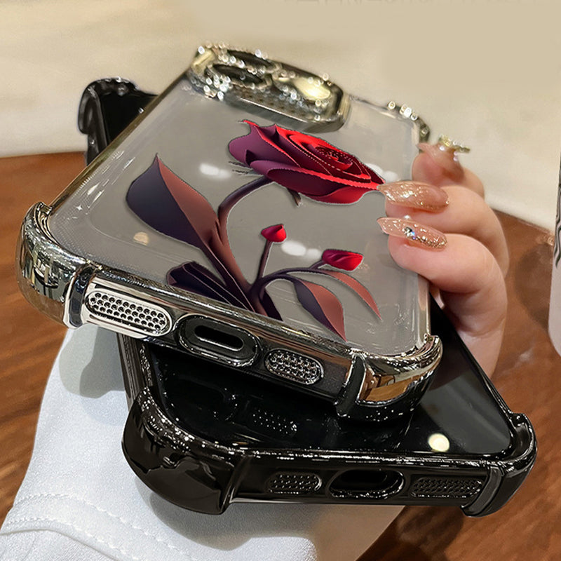 Étui Antichute Rose Rouge pour iPhone Séries 13-16