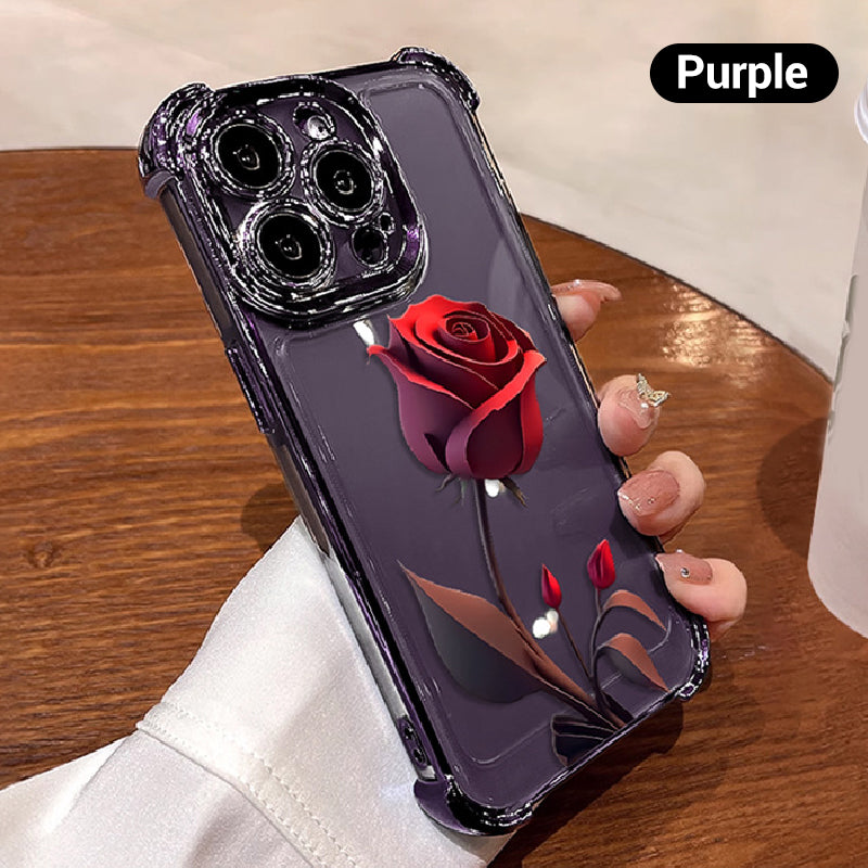 Étui Antichute Rose Rouge pour iPhone Séries 13-16