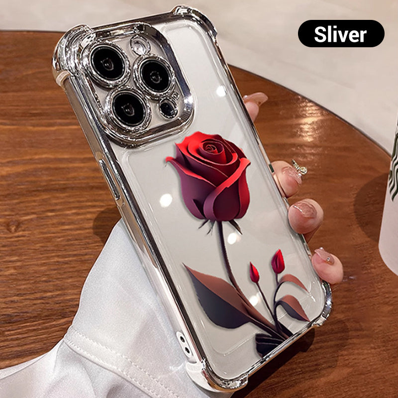 Étui Antichute Rose Rouge pour iPhone Séries 13-16