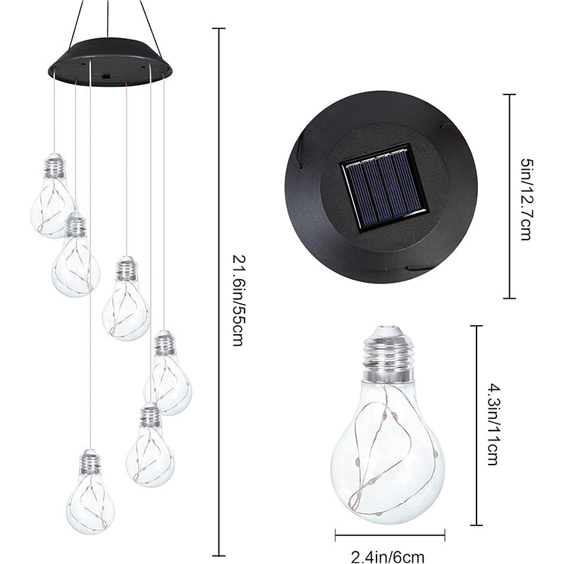 Carillons éoliens à LED de couleur à énergie solaire