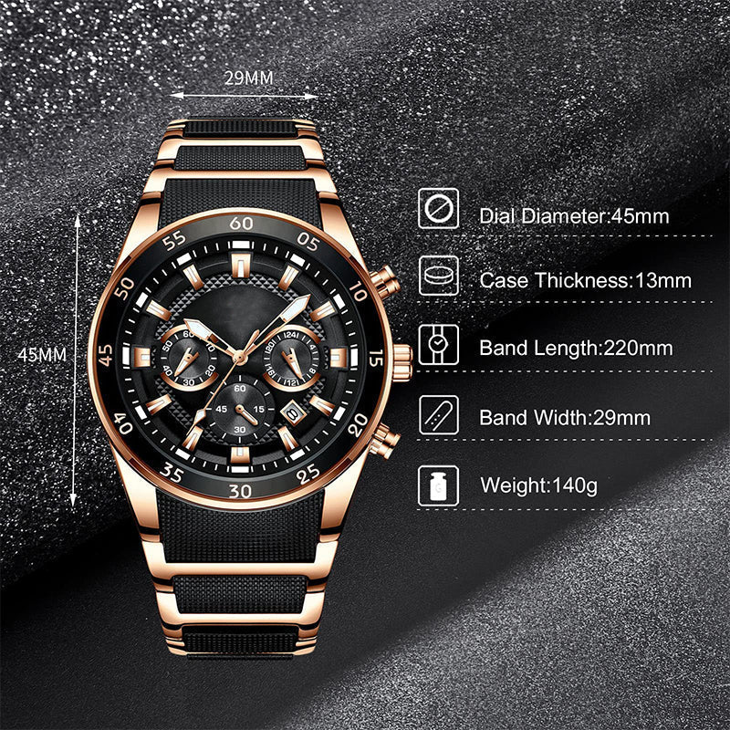 Montre multifonction en quartz étanche pour homme