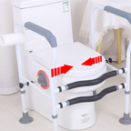 Main Courante de Sécurité pour WC 🚽 | Support Antidérapant en Acier 🛡️ | Pour Personnes Âgées et Handicapées dans la Salle de Bain 🏠 | Hauteur Réglable sans Outils 🔧