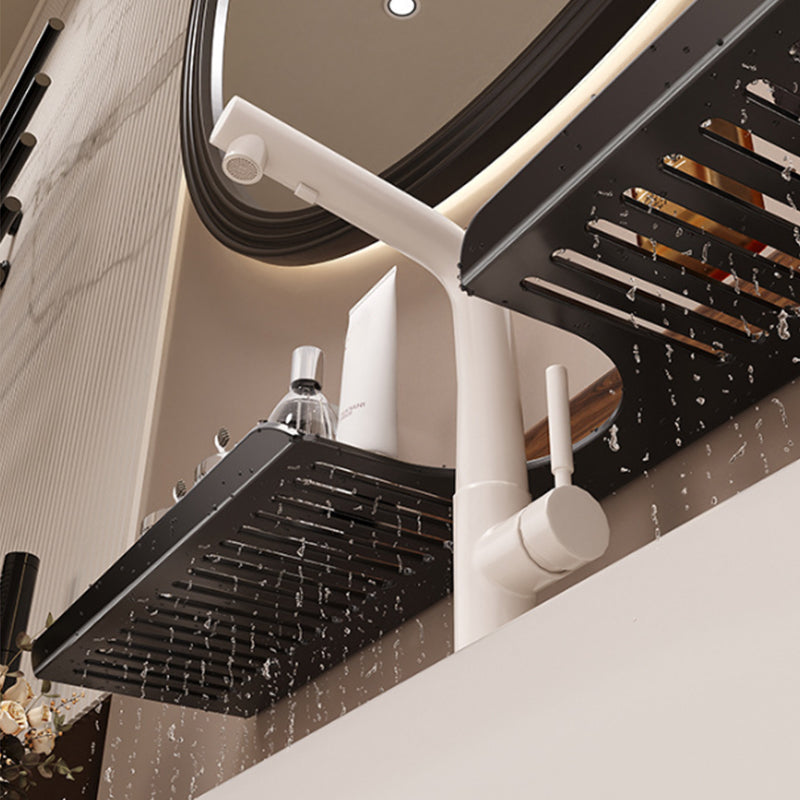 Étagère de salle de bain à ventouse en noyer