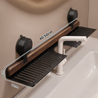 Étagère de salle de bain à ventouse en noyer