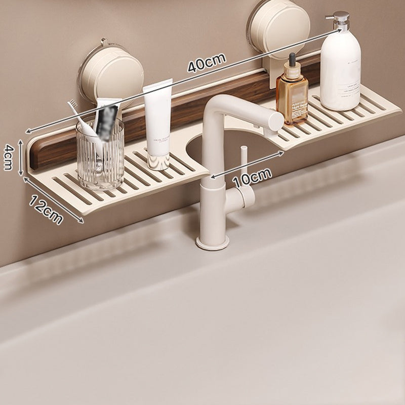Étagère de salle de bain à ventouse en noyer