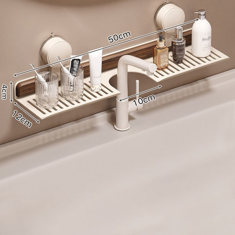 Étagère de salle de bain à ventouse en noyer