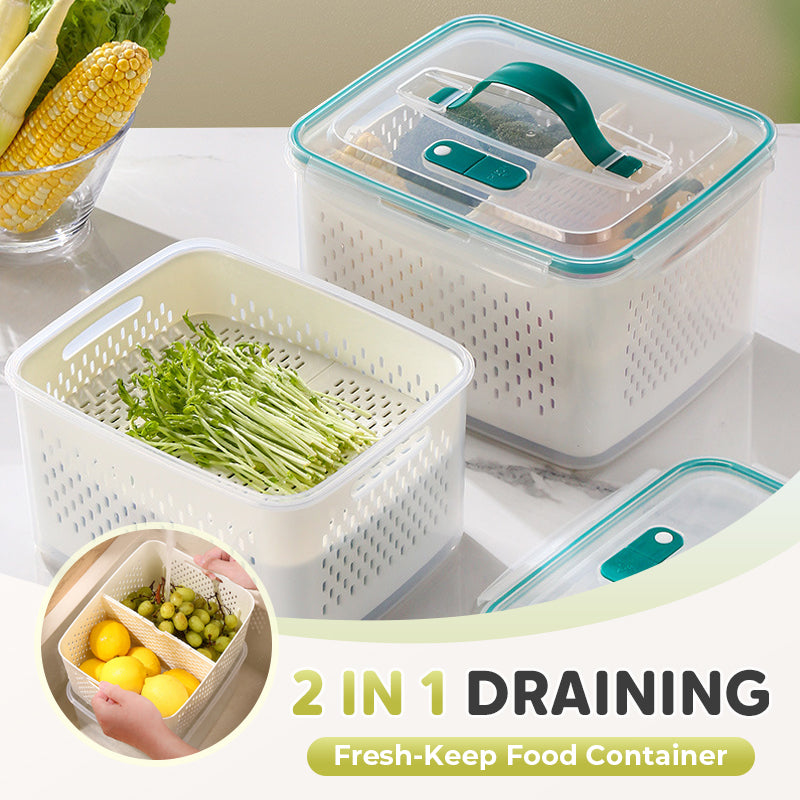 🍱 Boîte 2 en 1 Drainante et Garde-frais ❄️✨ - Double Fermeture Hermétique | De -20°C à 120°C | Transparente | Empilable | 6 Tailles | Lot de 3/4/5 Pièces | 50% DE RÉDUCTION
