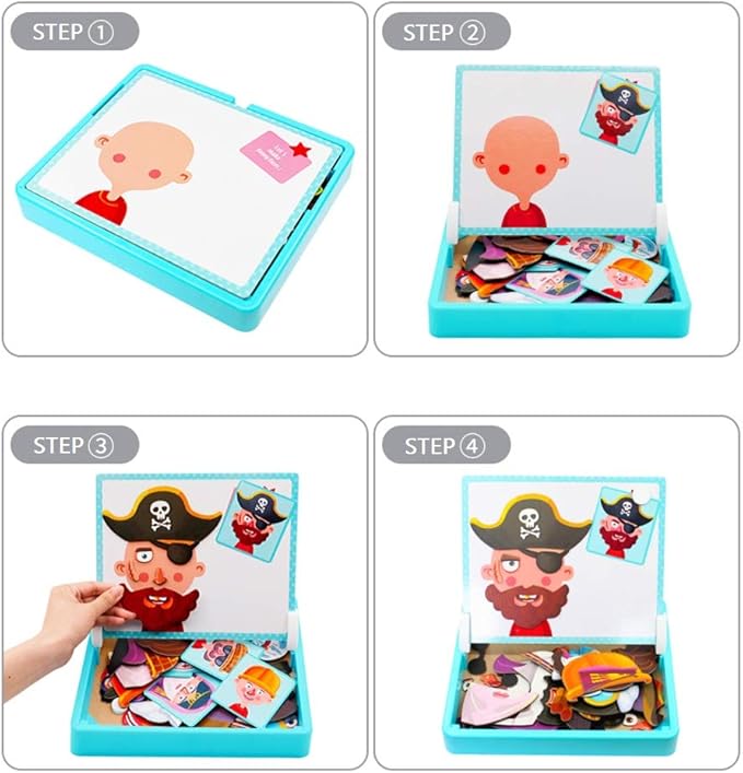 Boîte de puzzle magnétique pour enfants avec jeux et tableau de dessin