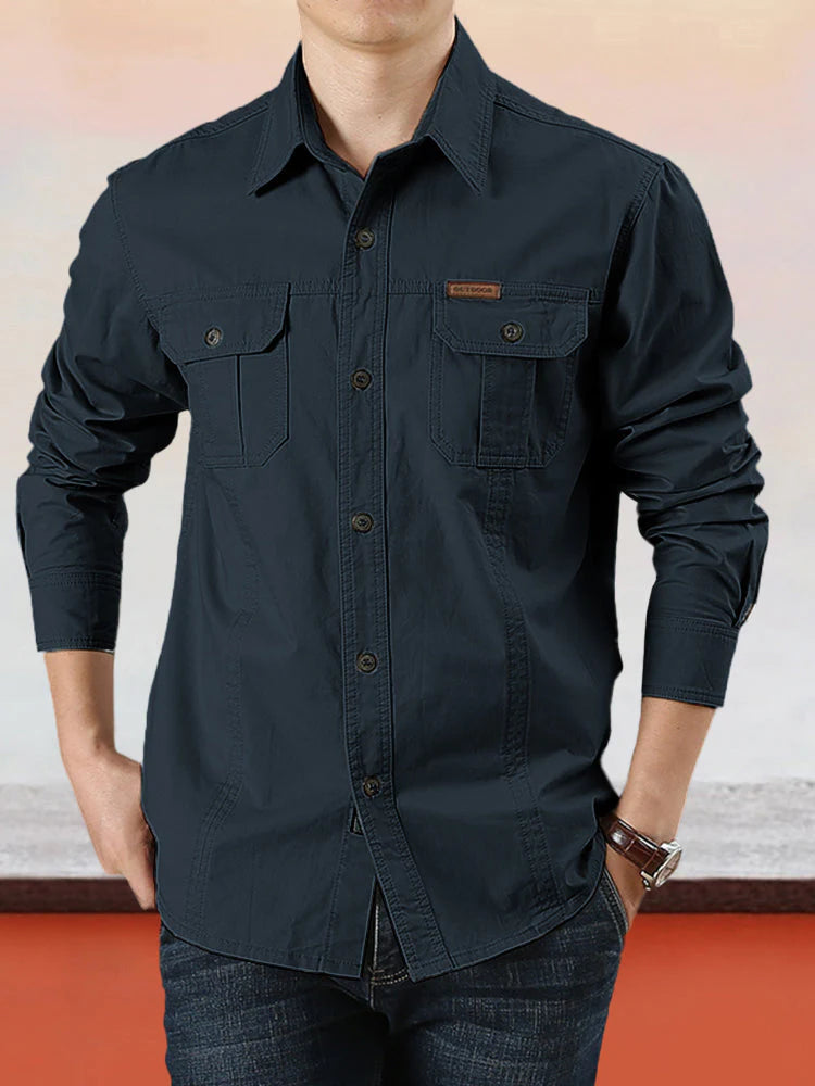 Chemise décontractée en coton uni pour homme【ACHETEZ-EN 2 ET OBTENEZ LA LIVRAISON GRATUITE】