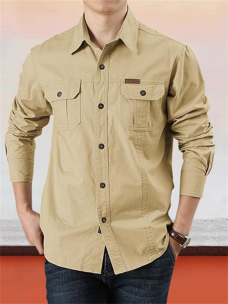 Chemise décontractée en coton uni pour homme【ACHETEZ-EN 2 ET OBTENEZ LA LIVRAISON GRATUITE】