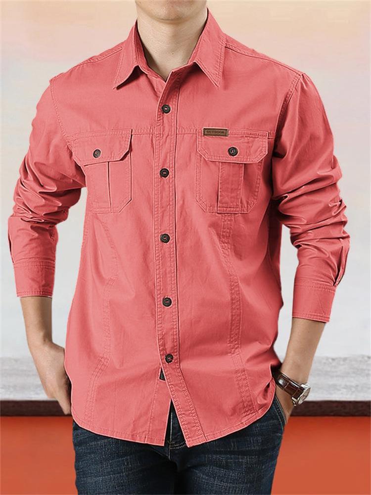 Chemise décontractée en coton uni pour homme【ACHETEZ-EN 2 ET OBTENEZ LA LIVRAISON GRATUITE】