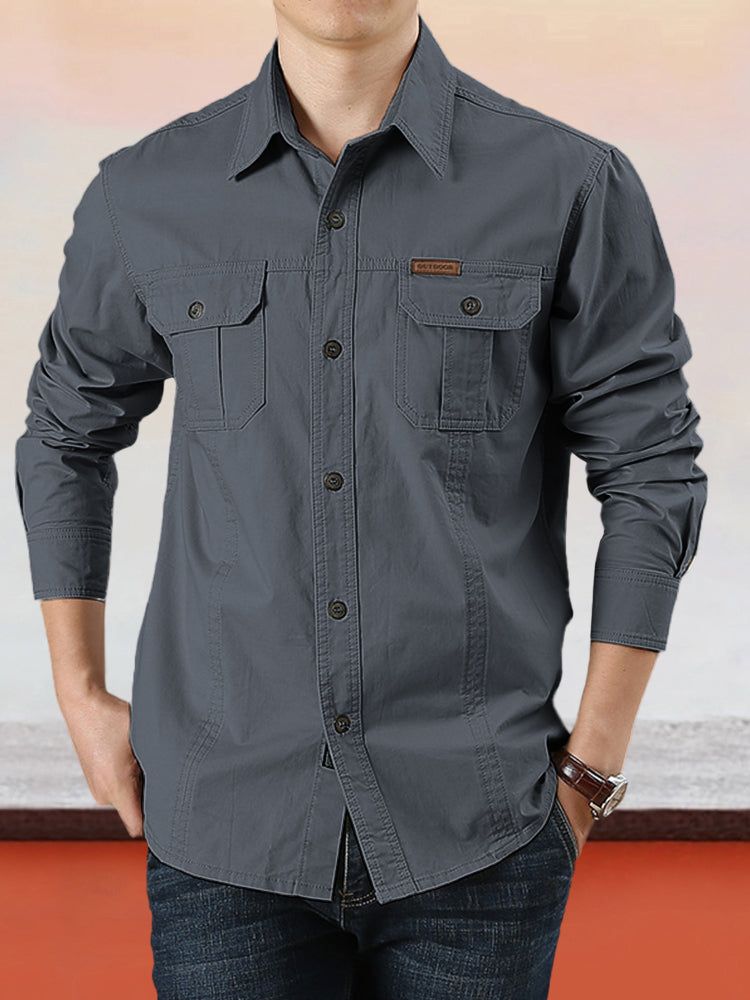 Chemise décontractée en coton uni pour homme【ACHETEZ-EN 2 ET OBTENEZ LA LIVRAISON GRATUITE】