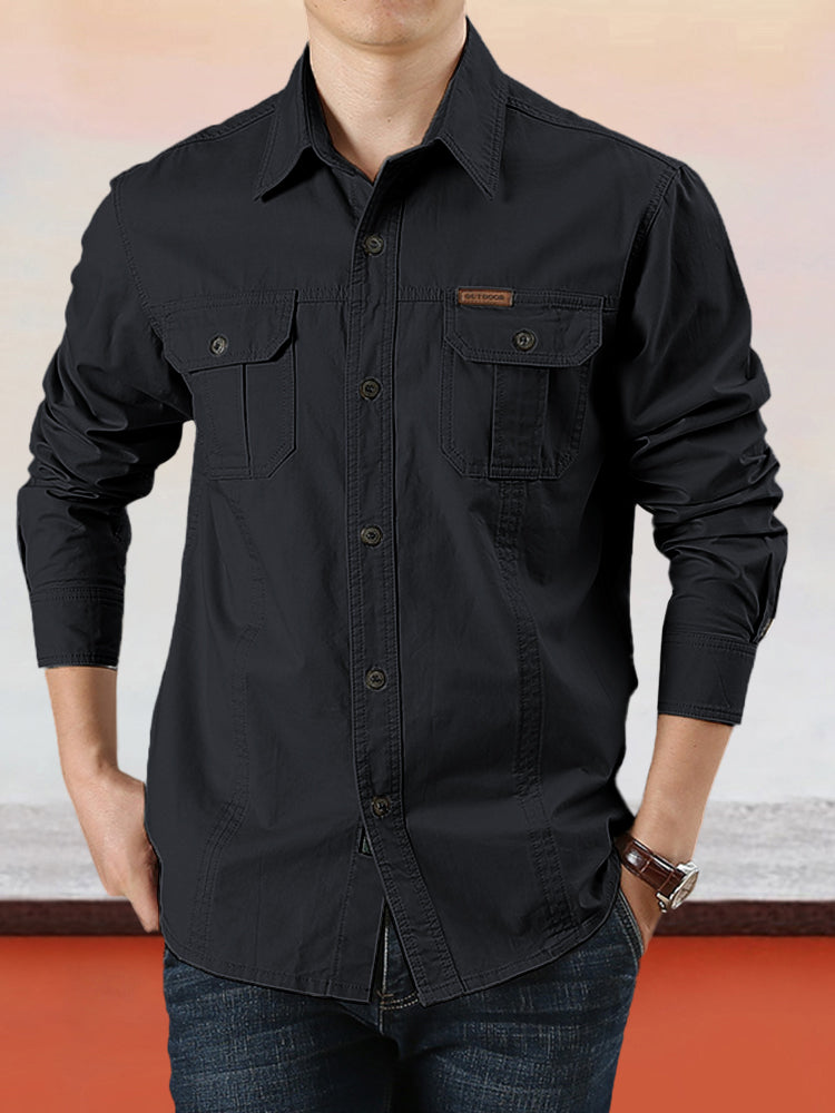 Chemise décontractée en coton uni pour homme【ACHETEZ-EN 2 ET OBTENEZ LA LIVRAISON GRATUITE】