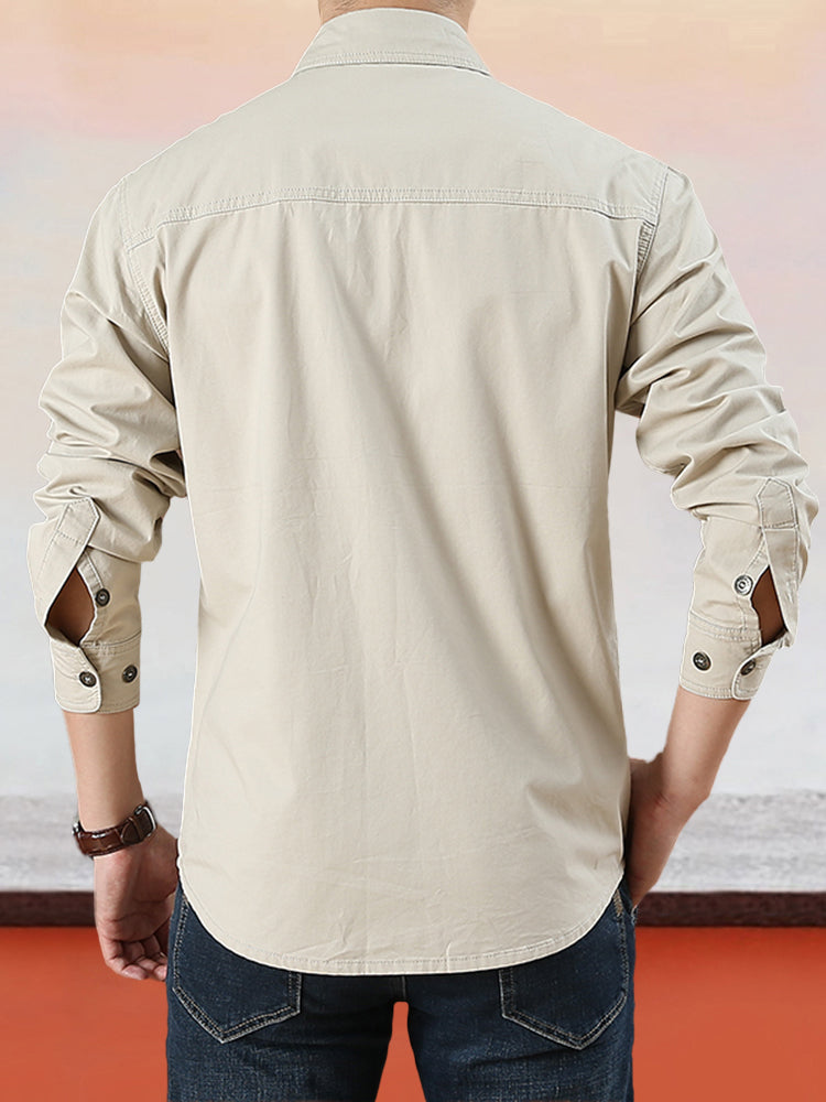Chemise décontractée en coton uni pour homme【ACHETEZ-EN 2 ET OBTENEZ LA LIVRAISON GRATUITE】