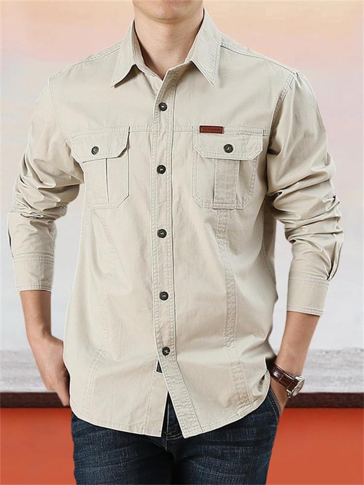 Chemise décontractée en coton uni pour homme【ACHETEZ-EN 2 ET OBTENEZ LA LIVRAISON GRATUITE】