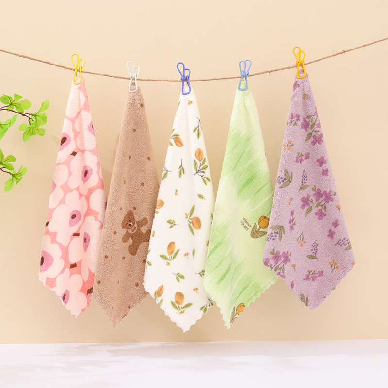 5 torchons de cuisine en flanelle corail pour un usage domestique