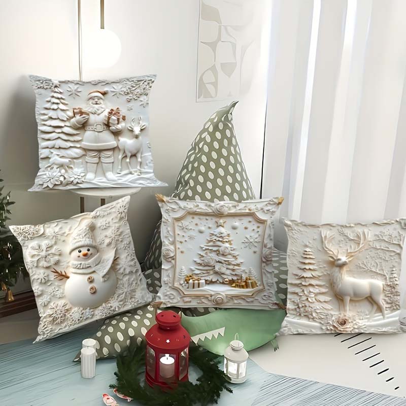 🎅🏻✨Soldes de Noël -50% !!🎁Élégantes housses de coussin décoratives de Noël
