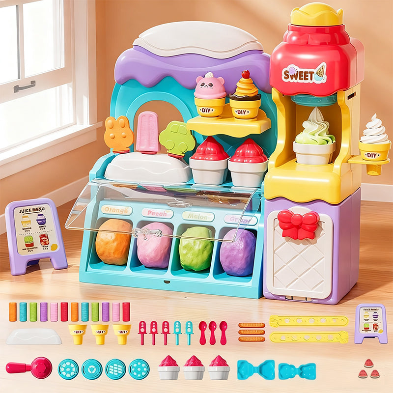 🎄 60% DE RÉDUCTION ! 🍦 ENSEMBLE PÂTE À MODELER GLACE - 6 Couleurs et 10 Accessoires, Non Toxique et Sûr, Cadeau Parfait pour les Enfants de 3 à 8 Ans 🎁✨