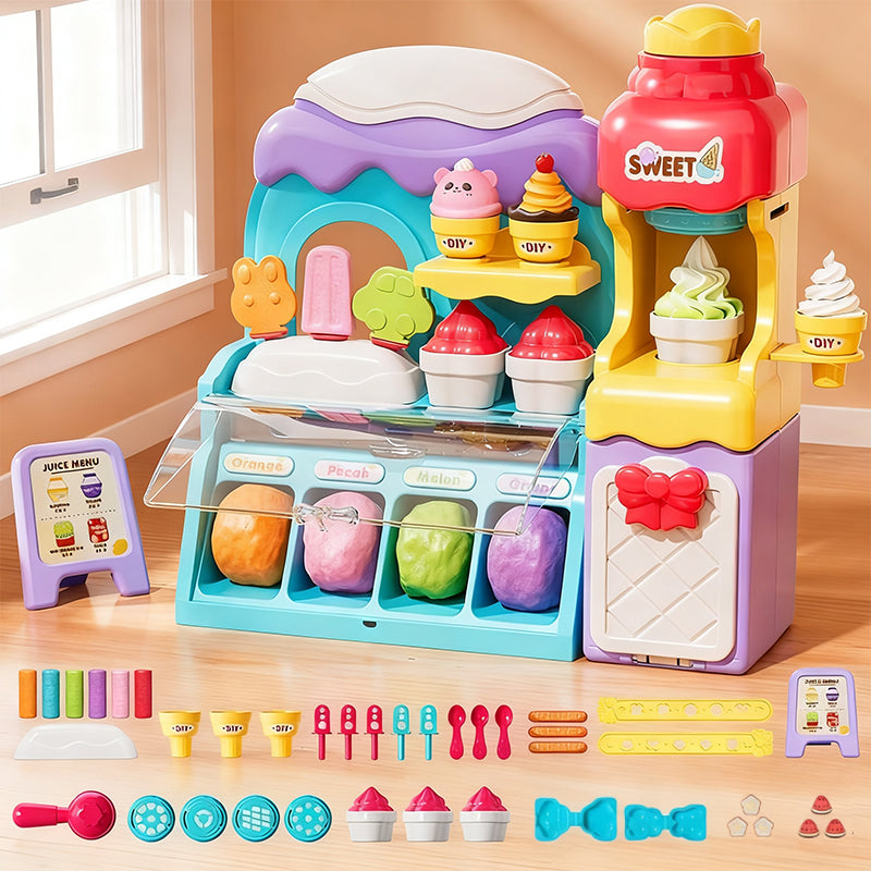 🎄 60% DE RÉDUCTION ! 🍦 ENSEMBLE PÂTE À MODELER GLACE - 6 Couleurs et 10 Accessoires, Non Toxique et Sûr, Cadeau Parfait pour les Enfants de 3 à 8 Ans 🎁✨
