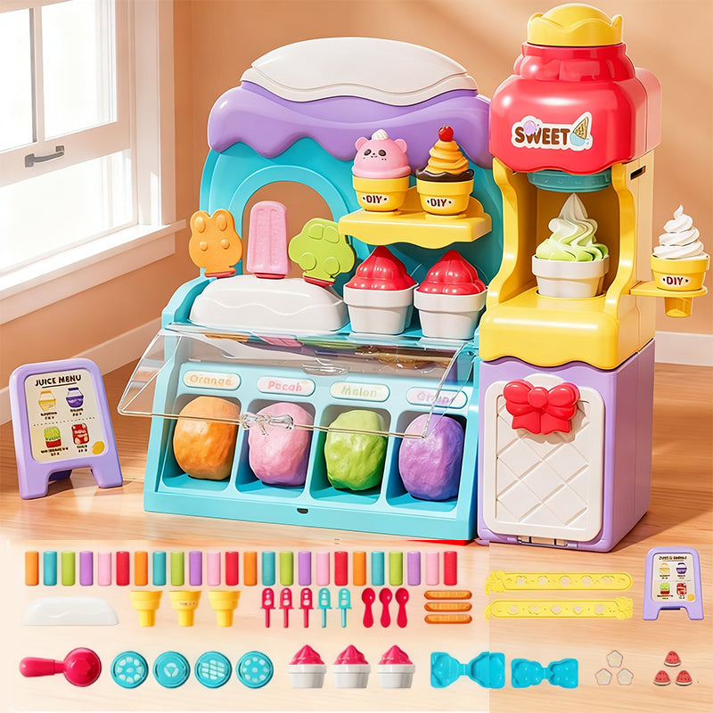 🎄 60% DE RÉDUCTION ! 🍦 ENSEMBLE PÂTE À MODELER GLACE - 6 Couleurs et 10 Accessoires, Non Toxique et Sûr, Cadeau Parfait pour les Enfants de 3 à 8 Ans 🎁✨