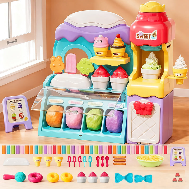 🎄 60% DE RÉDUCTION ! 🍦 ENSEMBLE PÂTE À MODELER GLACE - 6 Couleurs et 10 Accessoires, Non Toxique et Sûr, Cadeau Parfait pour les Enfants de 3 à 8 Ans 🎁✨