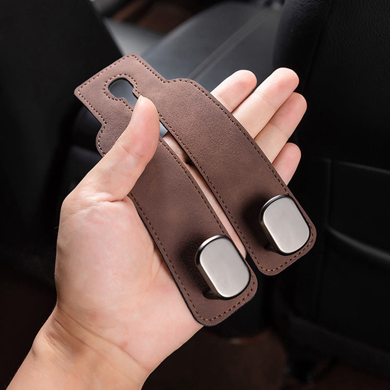 🚗 Crochets universels pour appuie-tête de voiture | Fabriqués en cuir PU souple 👜 | Structure robuste en alliage de zinc 💪 | Organisez l'espace intérieur ✨