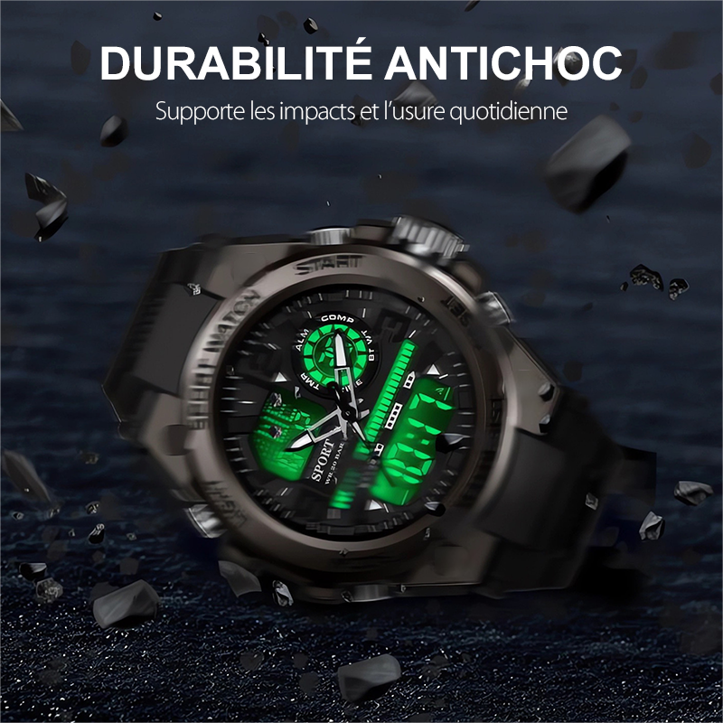🎅Soldes de Noël - 50% de réduction🌲⌚Montre de sport étanche pour homme avec affichage lumineux