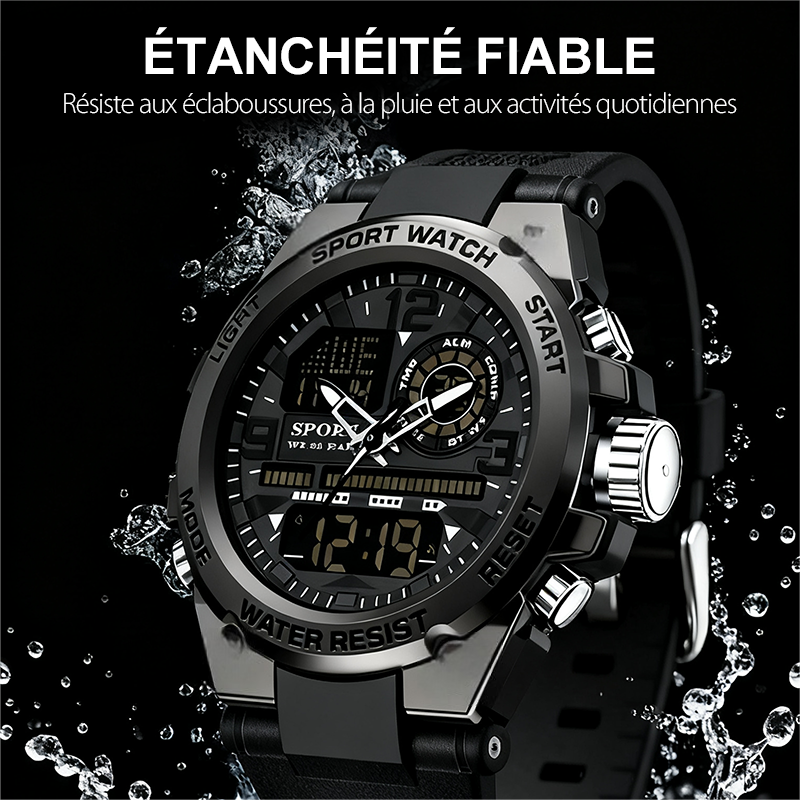 🎅Soldes de Noël - 50% de réduction🌲⌚Montre de sport étanche pour homme avec affichage lumineux