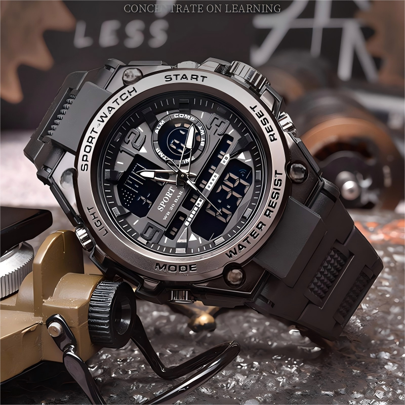 🎅Soldes de Noël - 50% de réduction🌲⌚Montre de sport étanche pour homme avec affichage lumineux